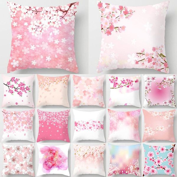 

cushion/decorative pillow peach flower pattern decorative cushions pillowcase polyester cushion cover throw sofa decoration pillowcover 4090