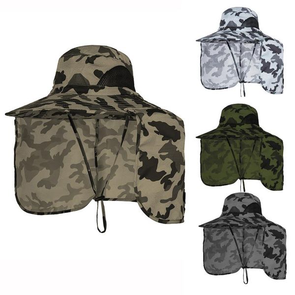 

wide brim hats summer men and women fisherman hat outdoor sunscreen quick-drying, Blue;gray