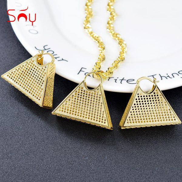 

earrings & necklace sunny jewelry trendy sets for women pendant triangle birthday party big findings, Silver