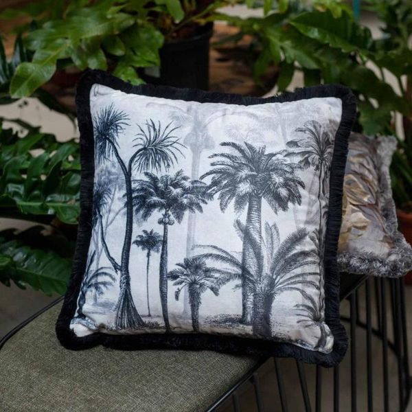 

cushion/decorative pillow black palm velvet and cover case sofa home decoration living room cushion square 45x45cm