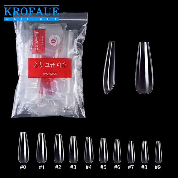 

krofaue 600pcs/bag french ballet coffin tips false acrylic art tools fake manicure tip for nails extension salon, Red;gold