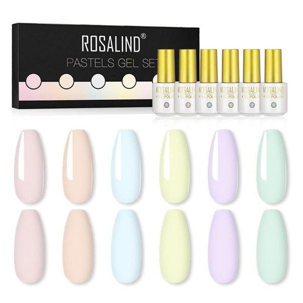 

nail art kits rosalind gel polish set manicure for nails semi permanent varnishes coat uv led varnish soak off 6pcs/set