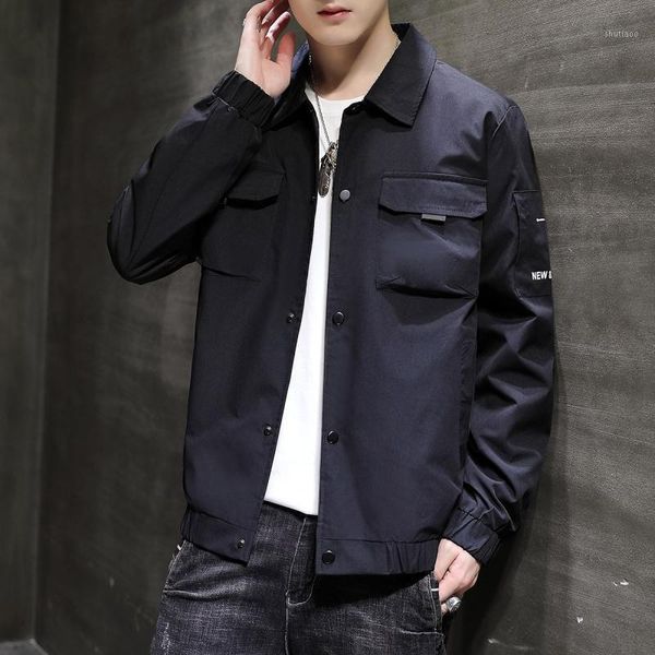 

cargo jackets men solid hip-hop harajuku streetwear loose all-match plus size chic daily mens clothing leisure men's, Black;brown