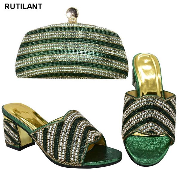 

dress shoes arrival withs bag set decorated with rhinetone women sandals elegant nigerian woman pumps shoe for party high quality, Black