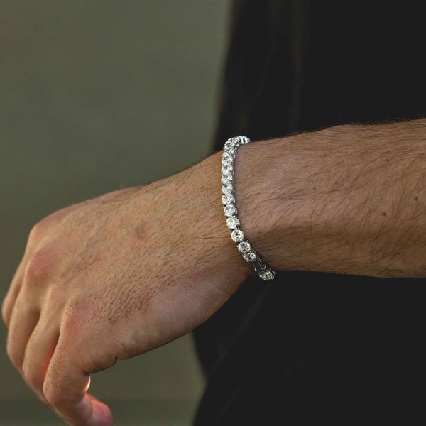 

fashioh crystal tennis bracelet zircon beads men bangle chains strand s for women pulseiras bijoux silver, Golden;silver