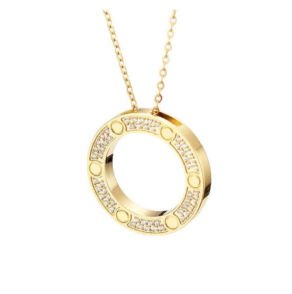 

45cm full cz stainless steel love necklaces & pendants fashion choker necklace women men lover neckalce jewelry gift with velvet bag, Silver