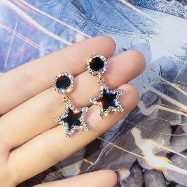 

2021 new women's electroplated alloy star earrings, Silver