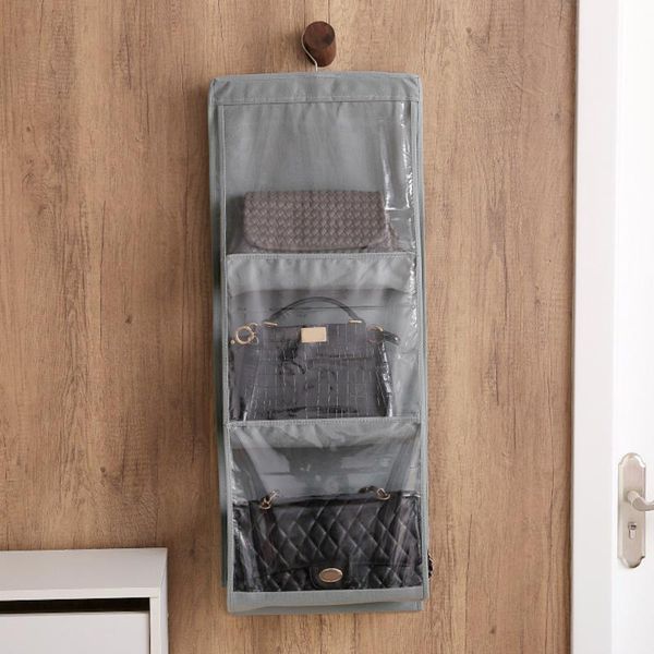 

pocket hanging handbag organizer for wardrobe closet transparent storage bag door wall clear sundry shoe with hanger pouch boxes & bins