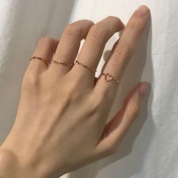 

wedding rings hiphop rock metal geometry circular punk set opening index finger accessories buckle joint tail ring for women jewelry, Slivery;golden