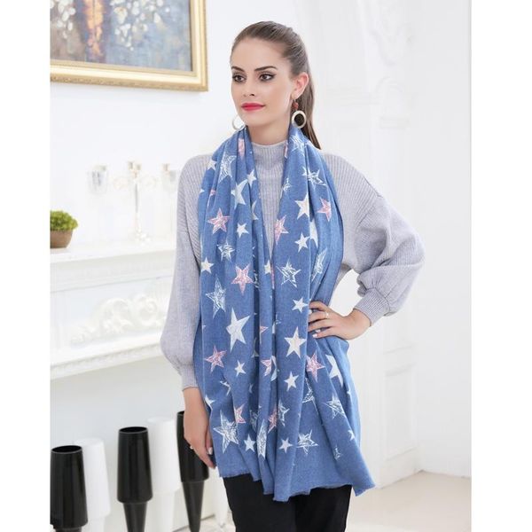 

scarves russian style cashmere star printing women winter autumn warm scarf shawls soft wraps hijab foulard bandana ll1709165, Blue;gray