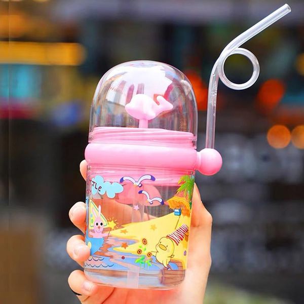 

cups & saucers 250ml whale sprays water bottle for baby outdoor portable cup with straws cartoon infant learn feeding milk
