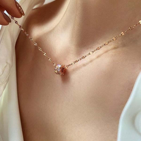 

zircon pendant letter necklace with titanium steel clavicle chain for women's jewelry ketting mannen stainless necklaces, Silver