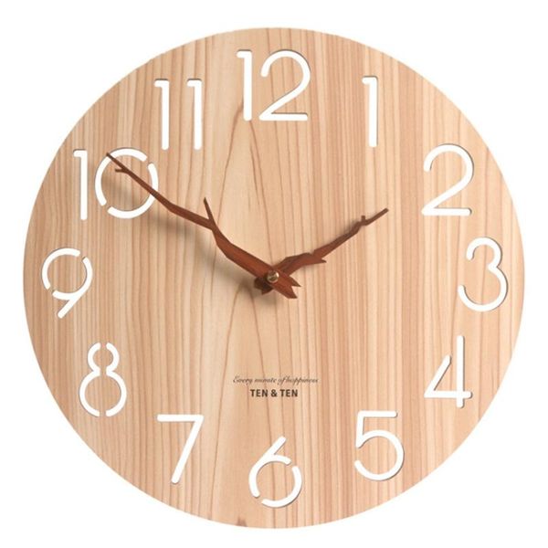 

wall clocks 12 inch wooden clock,silent non-ticking clock modern design with branch-shaped hands for home