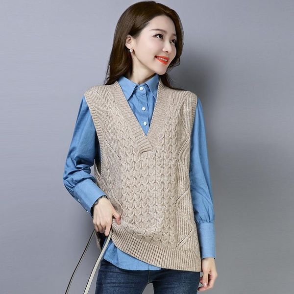 

brand set 2021 early spring women college style 2 piece sets blue lapel shirt+solid color v-neck knit sweater vest women's tracksuits, Gray