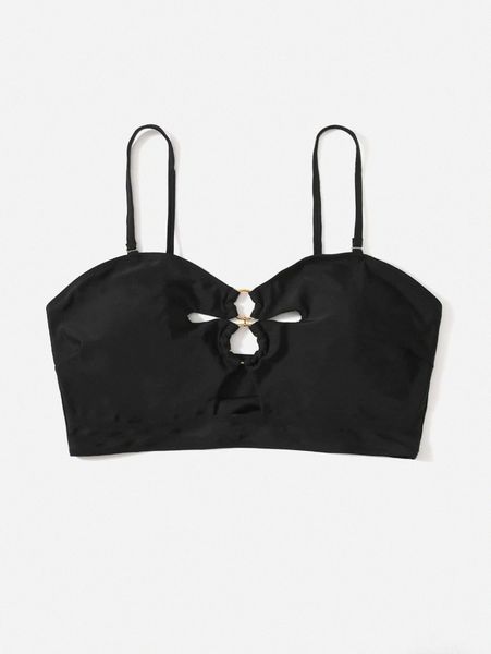 

plus ring linked cut-out bikini 45ub#, Black