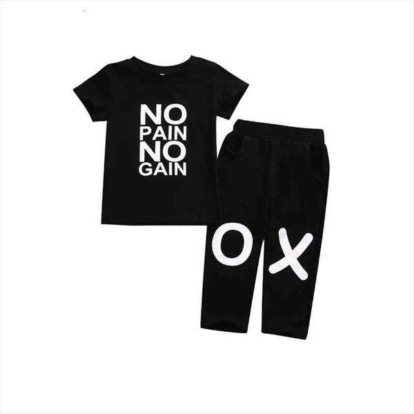 

baby boy fashion casual cotton 1 6y summer short sleeve o neck pullover letter black shirt long pants, White