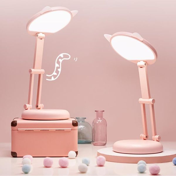 

cute desk lamp student learning eye protection portable usb charging dimming folding bedside bedroom night light table lamps