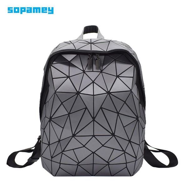 

backpack women luminous geometric plaid sequin female backpacks for teenage girls bagpack bag holographic men