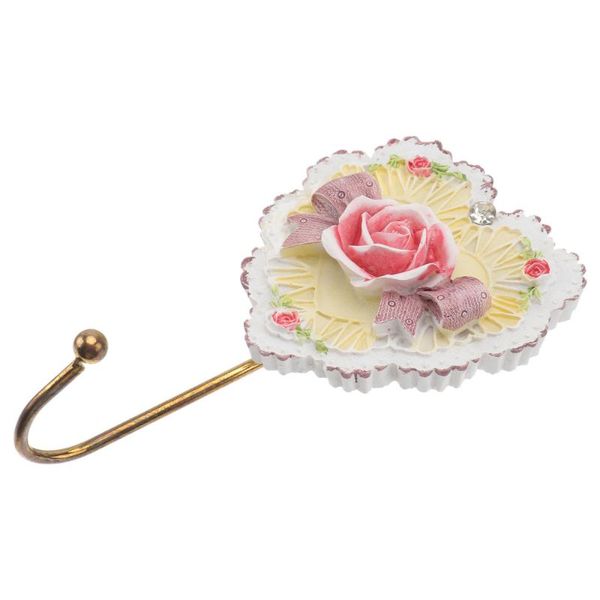 

hooks & rails 1pc resin rose shape wall hook hole punched key scarf hanging hanger