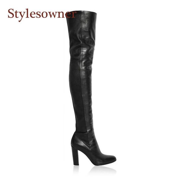 

boots stylesowner black over-the knee lady long bootie winter high heeled women boot all-match bottine femme
