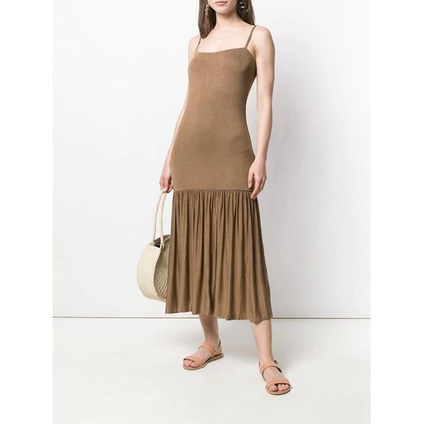 

casual dresses women dress 2021 summer knit sling slim long, Black;gray