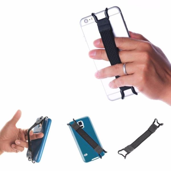 

cell phone mounts & holders universal mobile holder elasticated strap and strong metal bracket back finger one hand operation anti-slip acce
