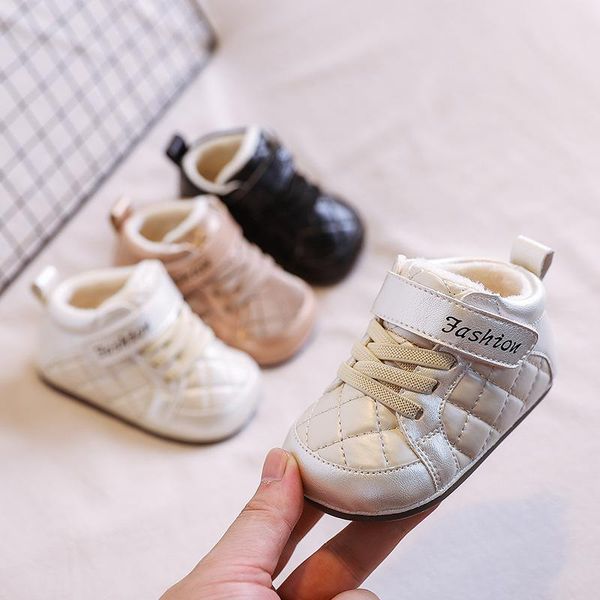 

first walkers for 1-3y baby fashion boots toddler cotton-padded shoes fleece winter booties soft tpr sole infant sneakers