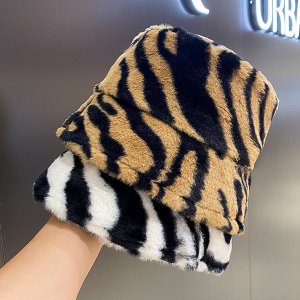 

autumn winter warm and versatile leopard print small basin hat for women, Yellow