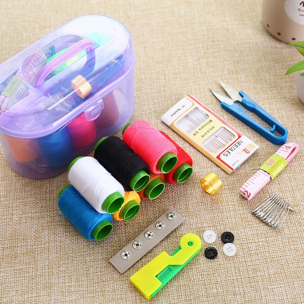 

portable 10 pcs sewing box set household sewing thread craft cloth sewing needle set multi-function threads kit supplies