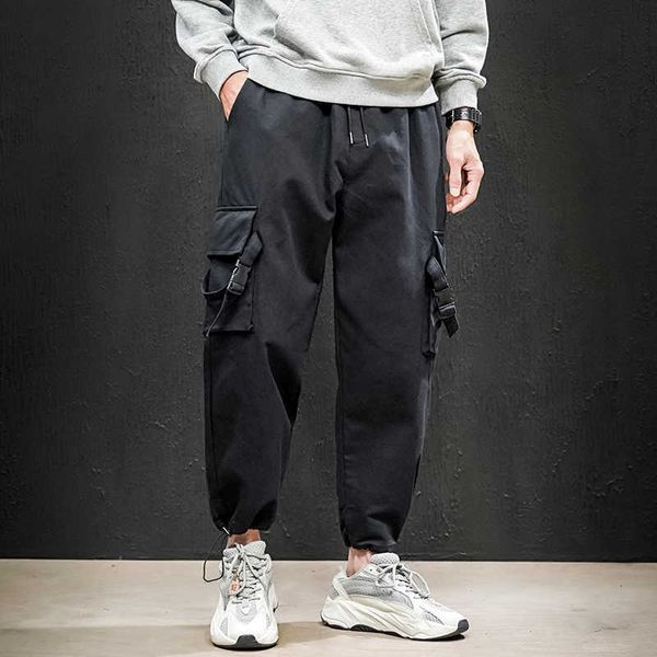 

men's pants japanese side pockets style men hip hop male tatical trousers mens joggers casual streetwear f5fl, Black