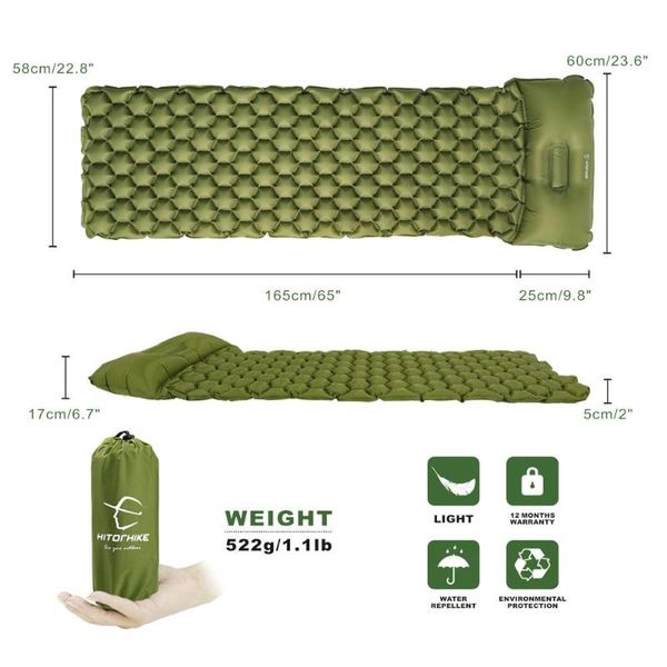 

outdoor pads sleeping pad camping mat with pillow air mattress picnic inflatable cushion fast filling moistureproof bed