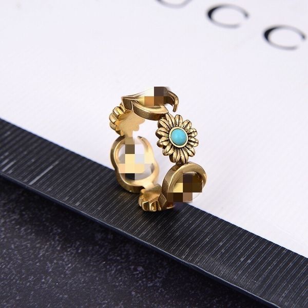 

75%off outlet little double turquoise hollow make old petal ring uh3u, Silver