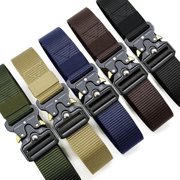 

belts men's belt tactical metal multifunctional alloy buckle waist nylon, Black;brown