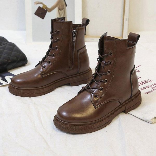 

boots style pu leather warm autumn and winter plush ladies snow casual short-tube women's zapatos mujer, Black