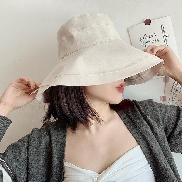 

japanese sunshade hat summer big brim sunhat covers face korean version tide hats bucket wide, Blue;gray