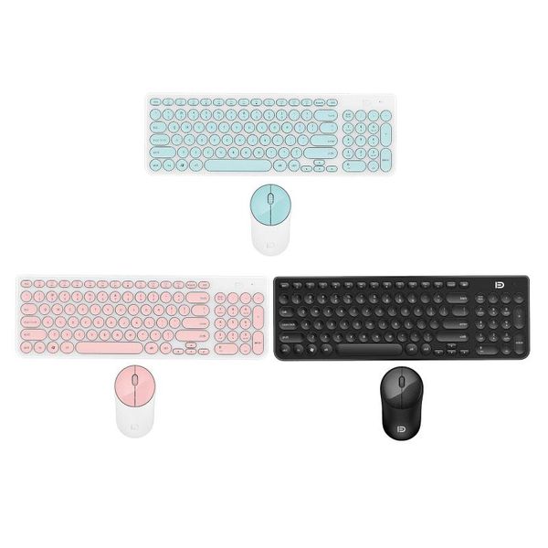 

fashion desk2.4g wireless usb keyboard and optical mouse set round key, energy saving combos