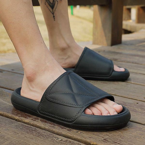 

coconut slippers men's fashion in summer wear large size thick soles to increase anti-skid feeling of stepping on excrement beach net r, Black