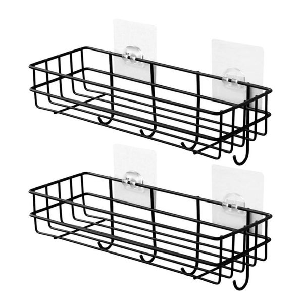 

hooks & rails 2pcs punch-household storage rack bathroom wall-mounted shelf