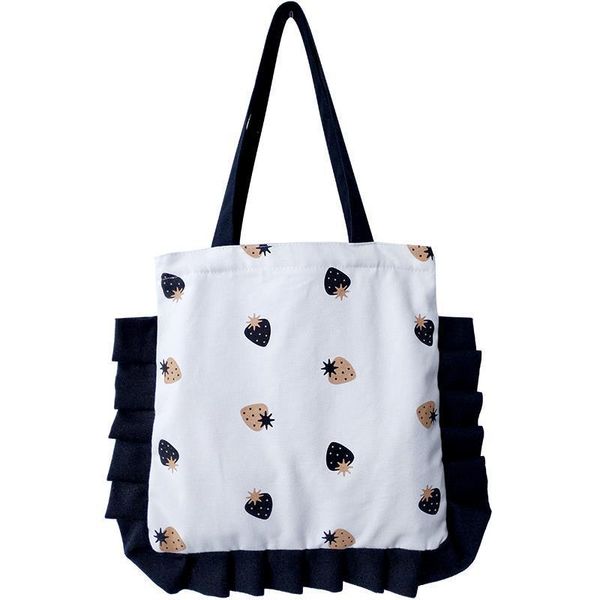 

shopping bags japanese bag retro canvas women's shoulder small fresh strawberry students hand environmental protection