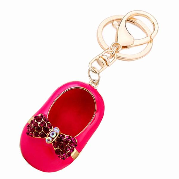 

keychains novelty rhinestone bow embroidered shoe keychain fashion creative car key chain ring holder charm women bag decoration gift r082, Silver