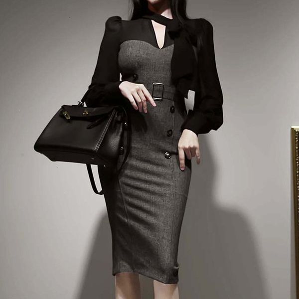 

casual dresses mesh women dress long sleeve black notched collar a-line double breasted women's blazer 4e80, Black;gray