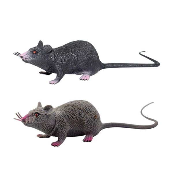 

cat toys 2pcs realistic mice spooky rat prank creepy decor medium size (black, gray)