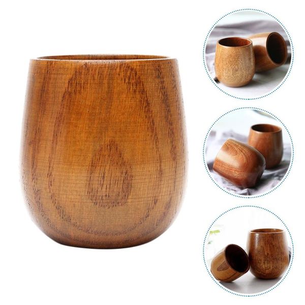 

cups & saucers 1pc wood cup belly shaped wooden mug coffee tea (light brown)