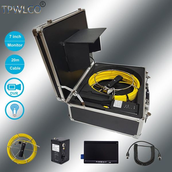 

6.5mm/17mm/23mm 20m 7inch display pipeline cctv inspection system dvr function with 8gb card ip cameras