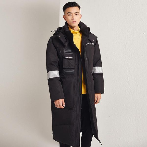 

men's down & parkas jacket in winter the trend of lovers' clothes korean version extended over-the-knee and jackets black