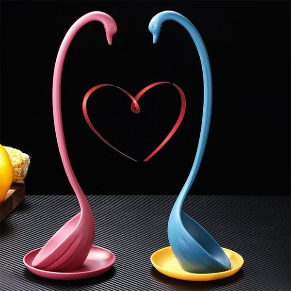 

spoons eco-friendlly swan ladle vertical soup spoon with tray, unique shaped kitchen cooking tools home table decor