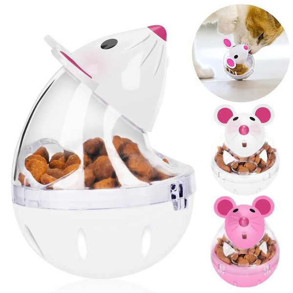 

cat toys 1pc food ball slow feed mice tumbler shaped pet treat toy feeder supplies 2 colors