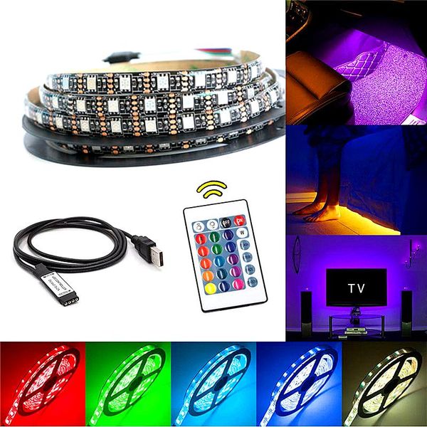 

strips 5v rgb led strip usb tv backlight 0.5/1/2/3/4/5m light with ir rf control for deskpc lamp tape diode ribbon