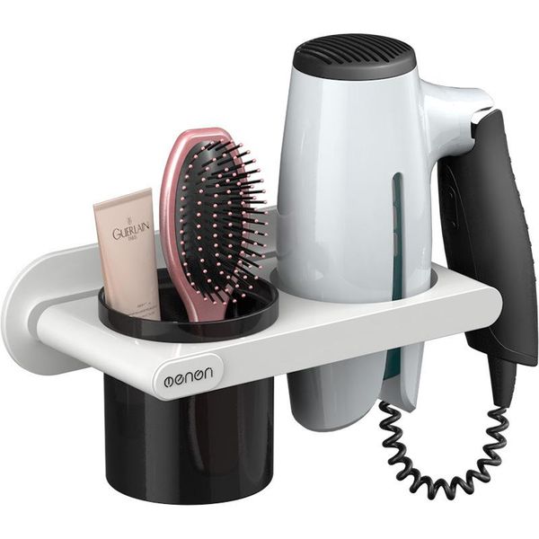 

bathroom storage & organization multifunction adhesive hair dryer holder, blow drier holder with care tools organizer and cup