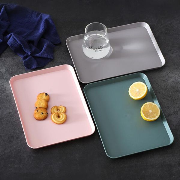 

nordic rectangular plastic storage tray cake plate fruit dessert serving kitchen organizer supplies & organization